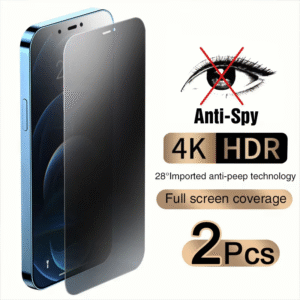 2-Pack Privacy Tempered Glass Screen Protector for iPhone 6–15 Pro Max